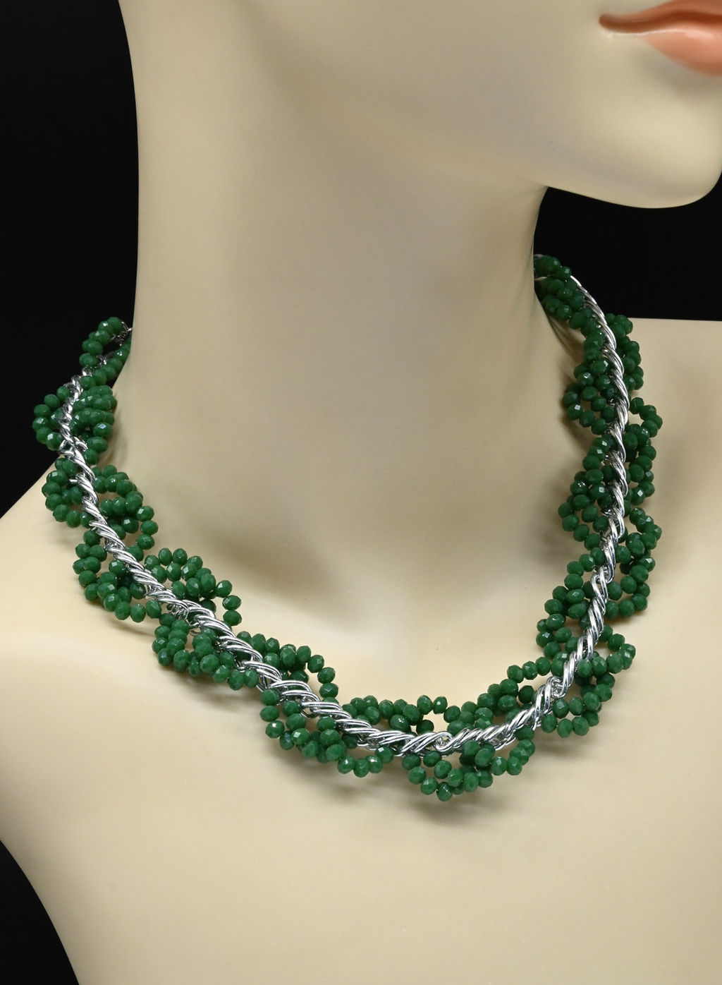 Колье и браслет из циркона с цепью цв.крем, 44см, 22см - Радуга камня фото 11