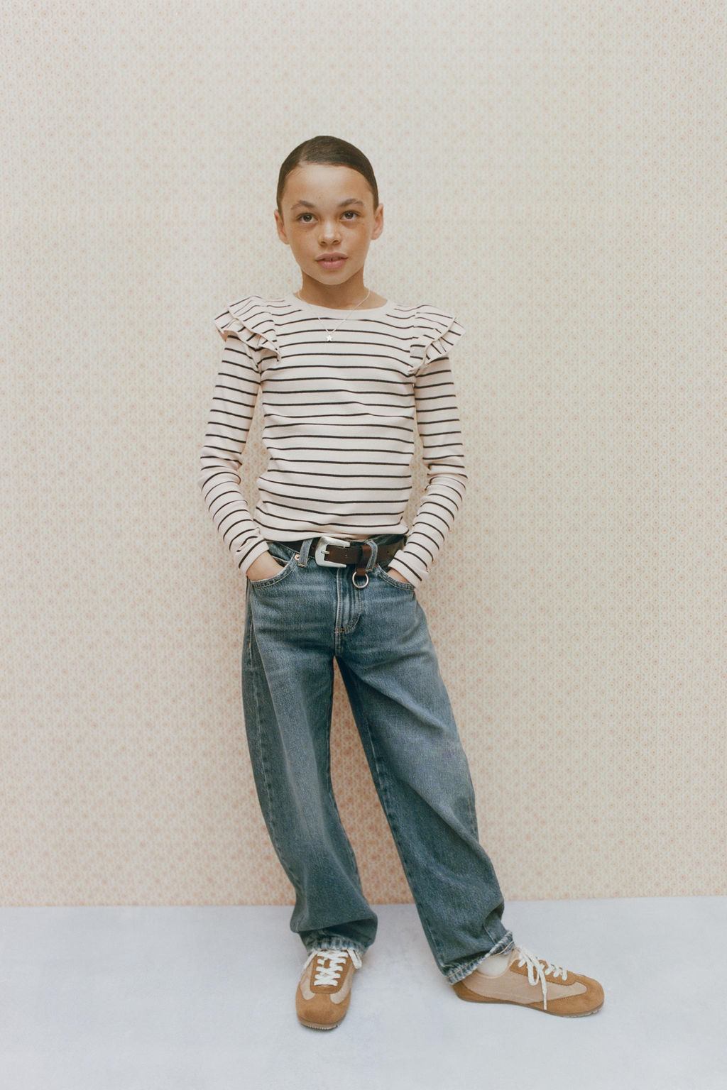 STRIPED RIBBED T-SHIRT WITH RUFFLES - Zara фото 5