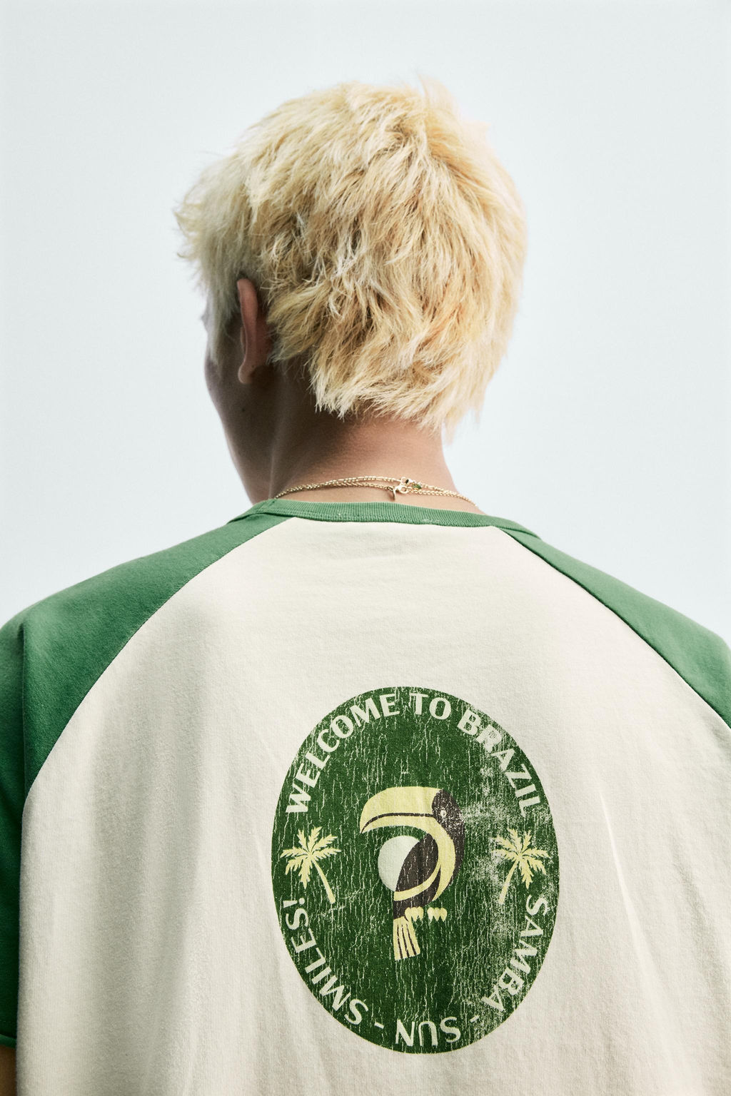 CAMISETA COLOR BLOCK ESTAMPADO BRASIL / Verde / Crudo