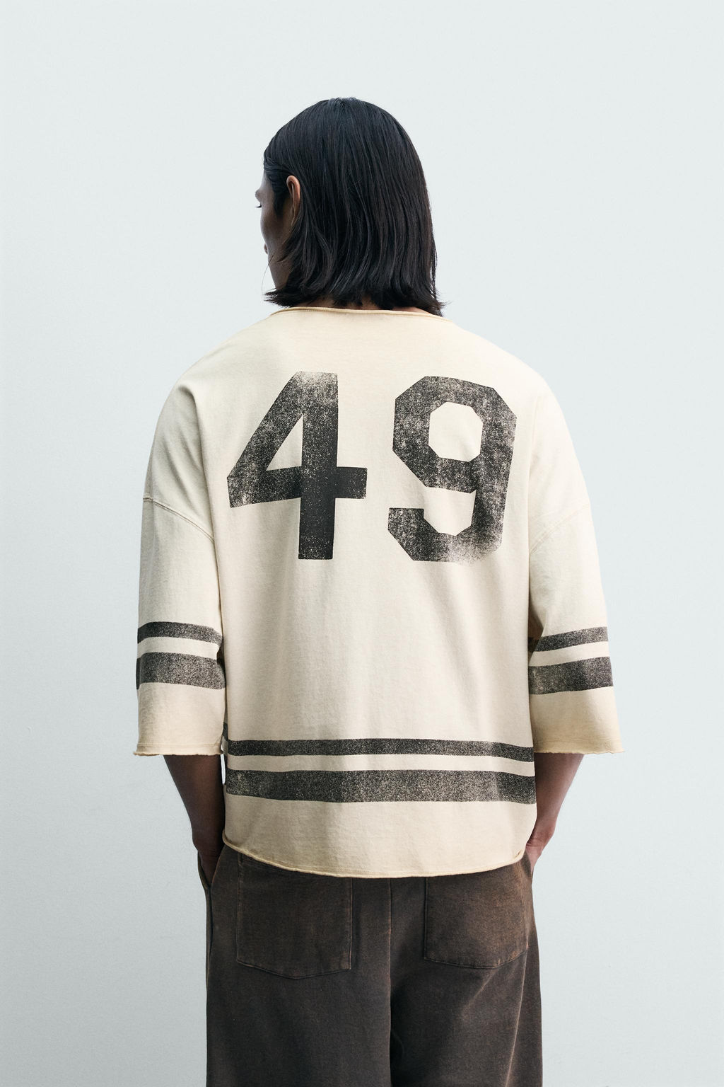 CAMISETA BOXY FIT LAVADO EFECTO VINTAGE / Crudo