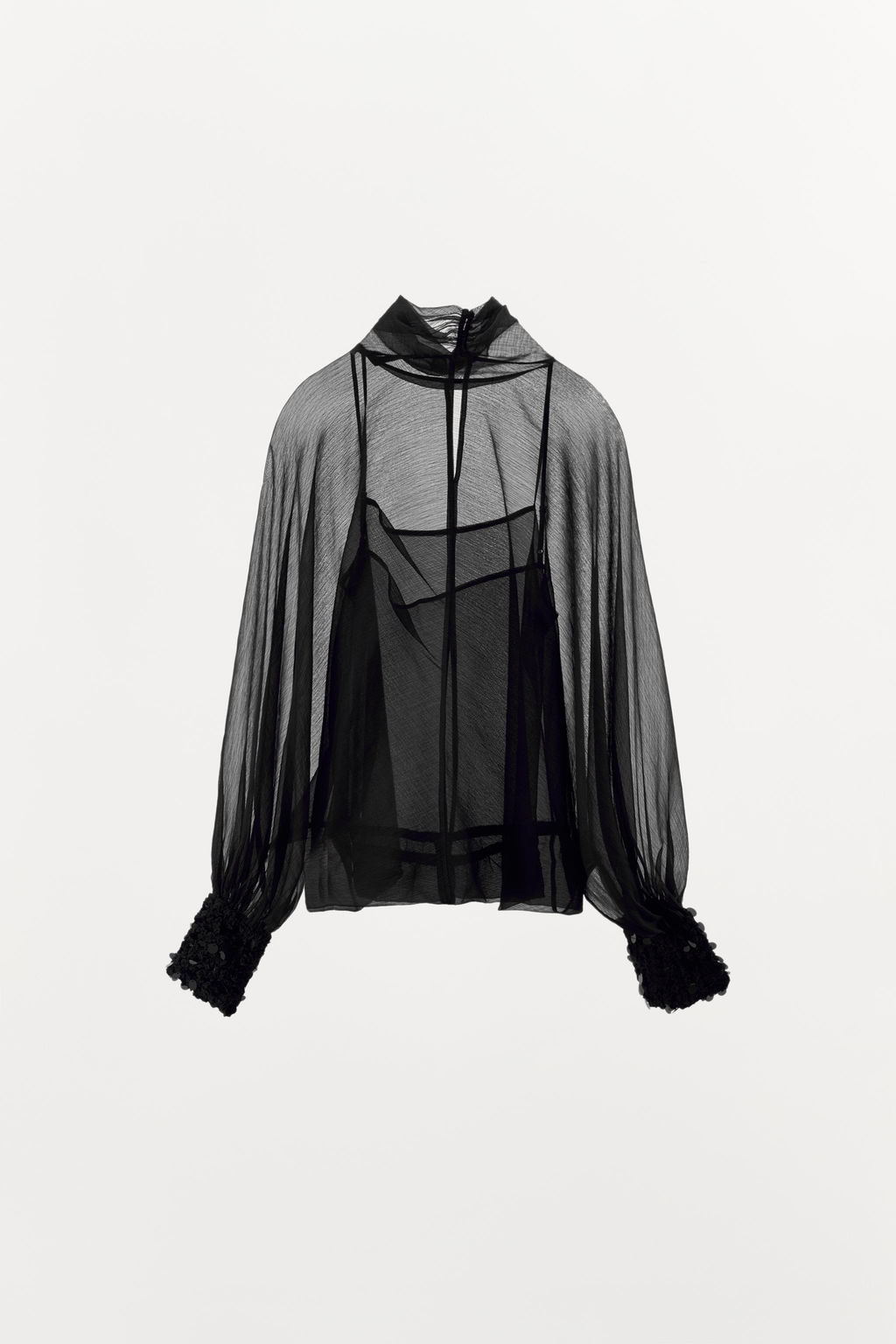 ZW COLLECTION SEMI-SHEER BLOUSE - Zara фото 13