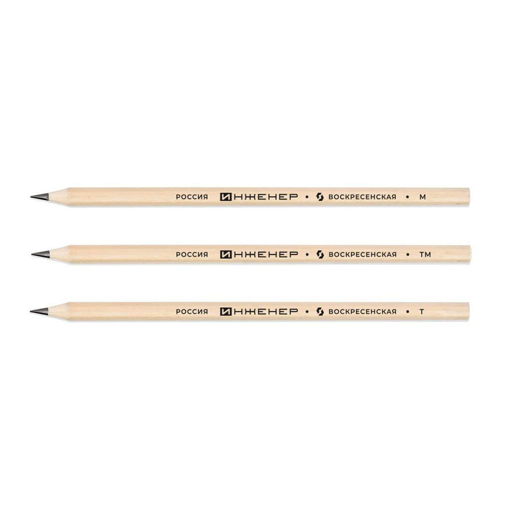 ВКФ ИНЖЕНЕР 3P-1240 Набор граф. карандашей ОПП заточенный ассорти 10 х 3 шт. М(В), ТМ(НВ), Т(Н)