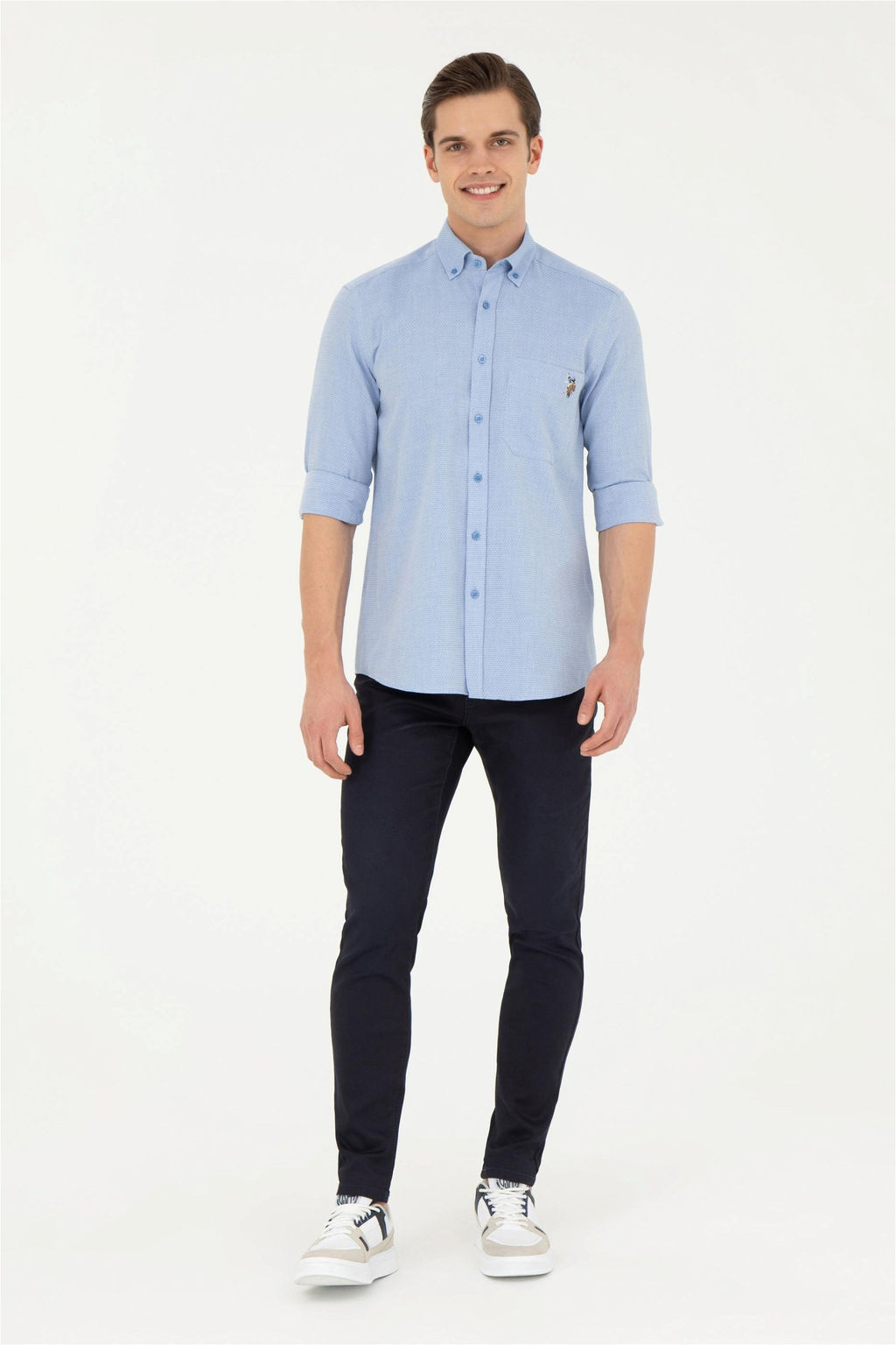 Мужская темно-синяя рубашка с длинным рукавом - U.s. polo assn фото 4