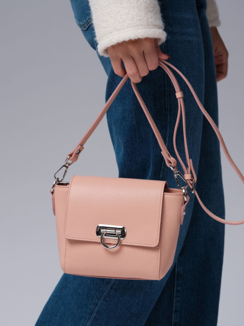 Сумка кожаная кросс-боди Azaro 3520 пудра