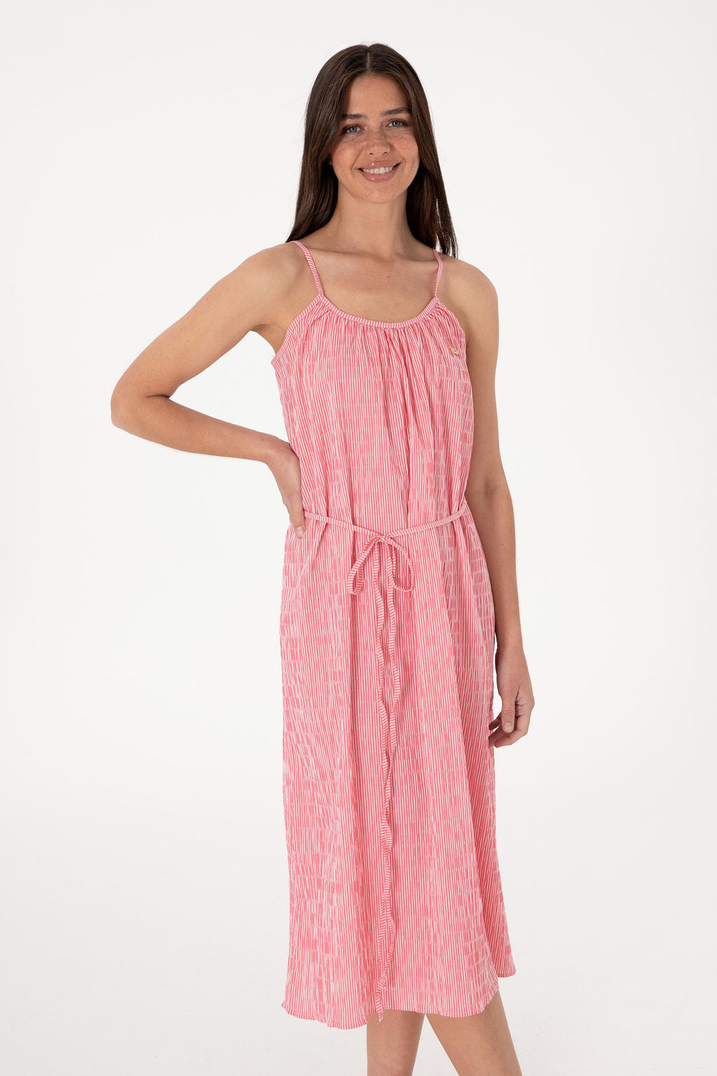 Kad_n Pembe Dokuma Elbise Sepette S_rpriz _ndirim - U.s. polo assn фото 2