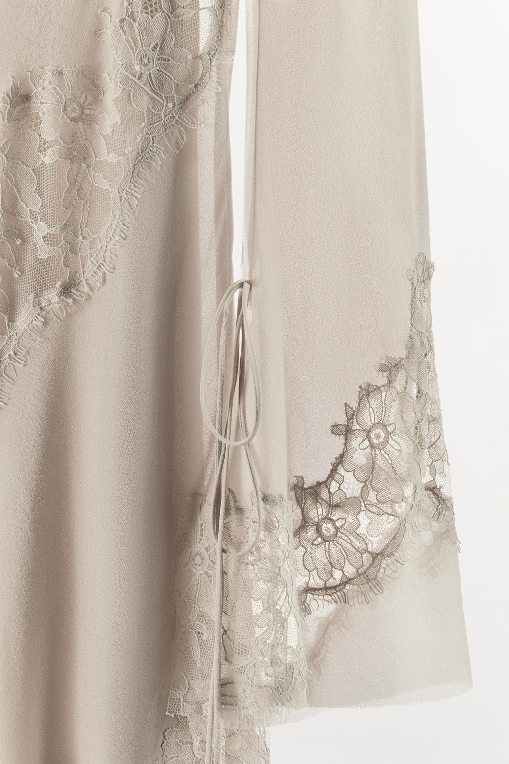 VESTIDO MIDI GEORGETTE ENCAJE BORDADOS / Piedra - Zara фото 7