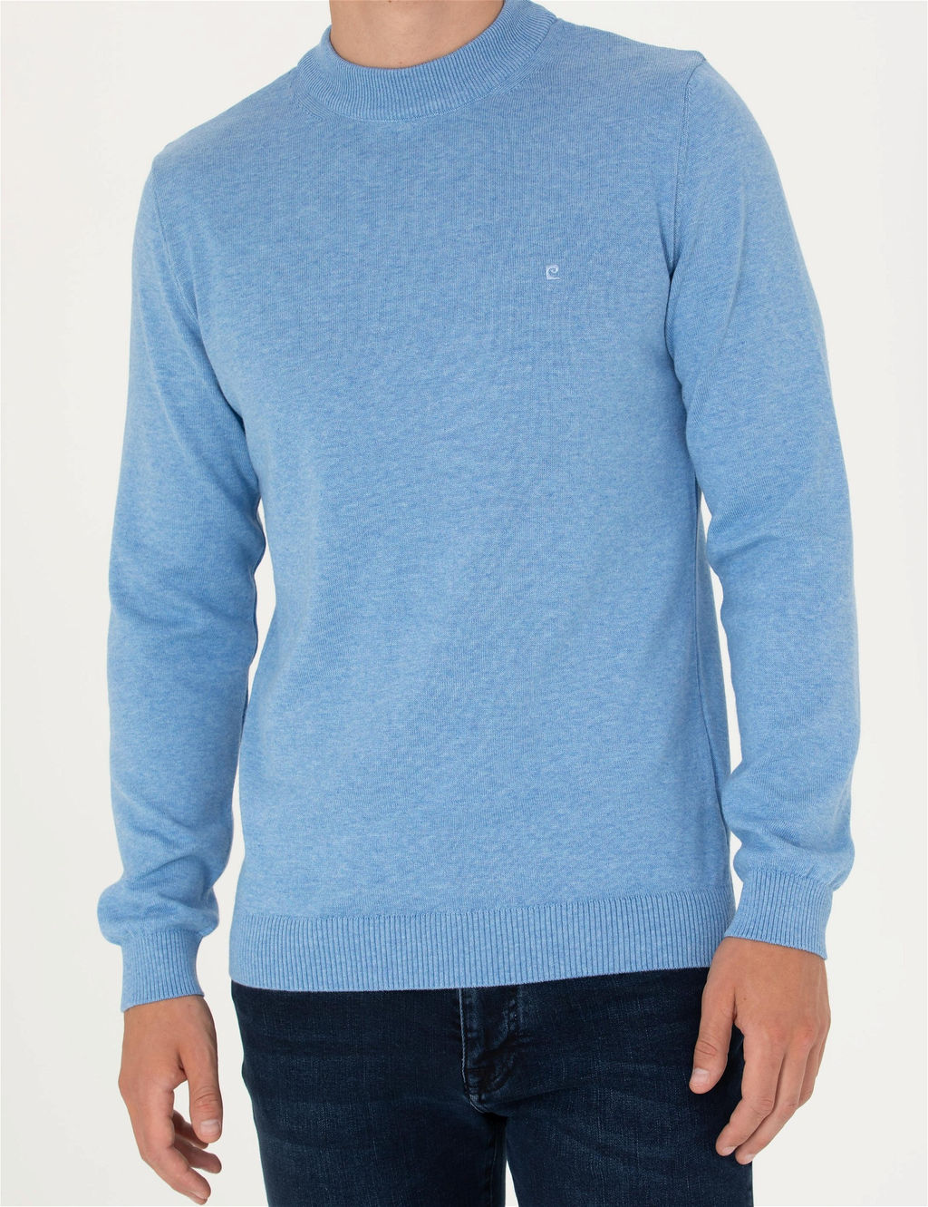 Mavi Melanj Slim Fit Yar_m Bal_k__ Yaka Basic Triko Kazak - Pierre cardin фото 6