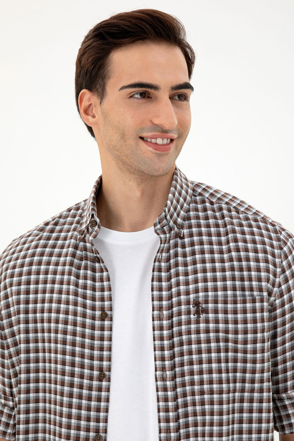 Мужская коричневая рубашка с длинным рукавом Неожиданная скидка в корзине - U.s. polo assn фото 2