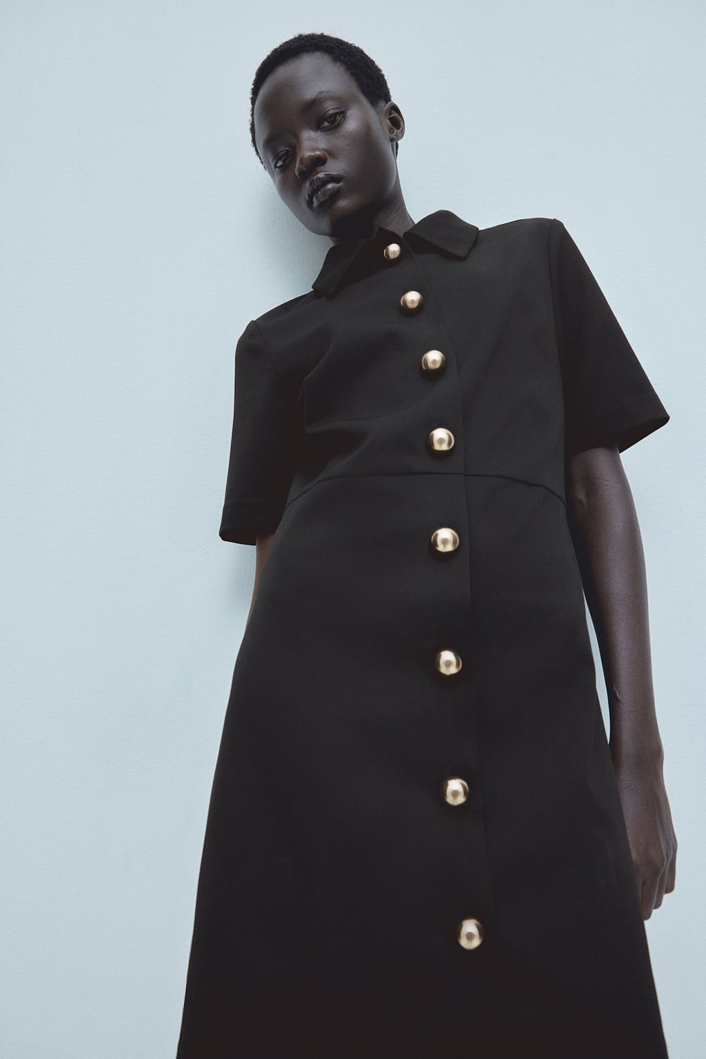Vestido camisero de sarga