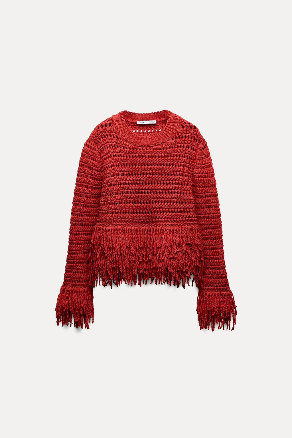 FRINGED KNIT SWEATER - Zara фото 4