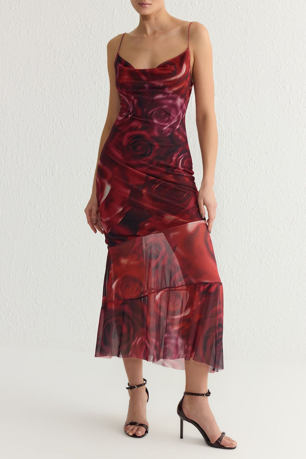 TRENDYOLMILLA Cok Renkli A-Kesim Degaje Yaka Cicek Desenli Piliseli Orme S?k Elbise TPRSS25EL00088  фото 3