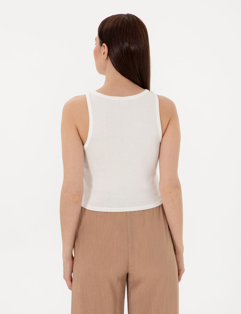 Beyaz Extra Slim Fit Crop Ti__rt