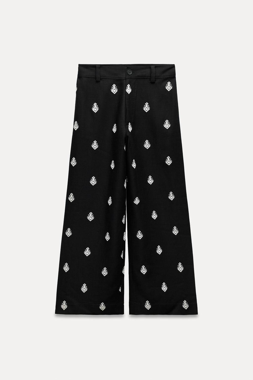 ZW COLLECTION CONTRAST EMBROIDERY CULOTTE TROUSERS - Zara фото 6
