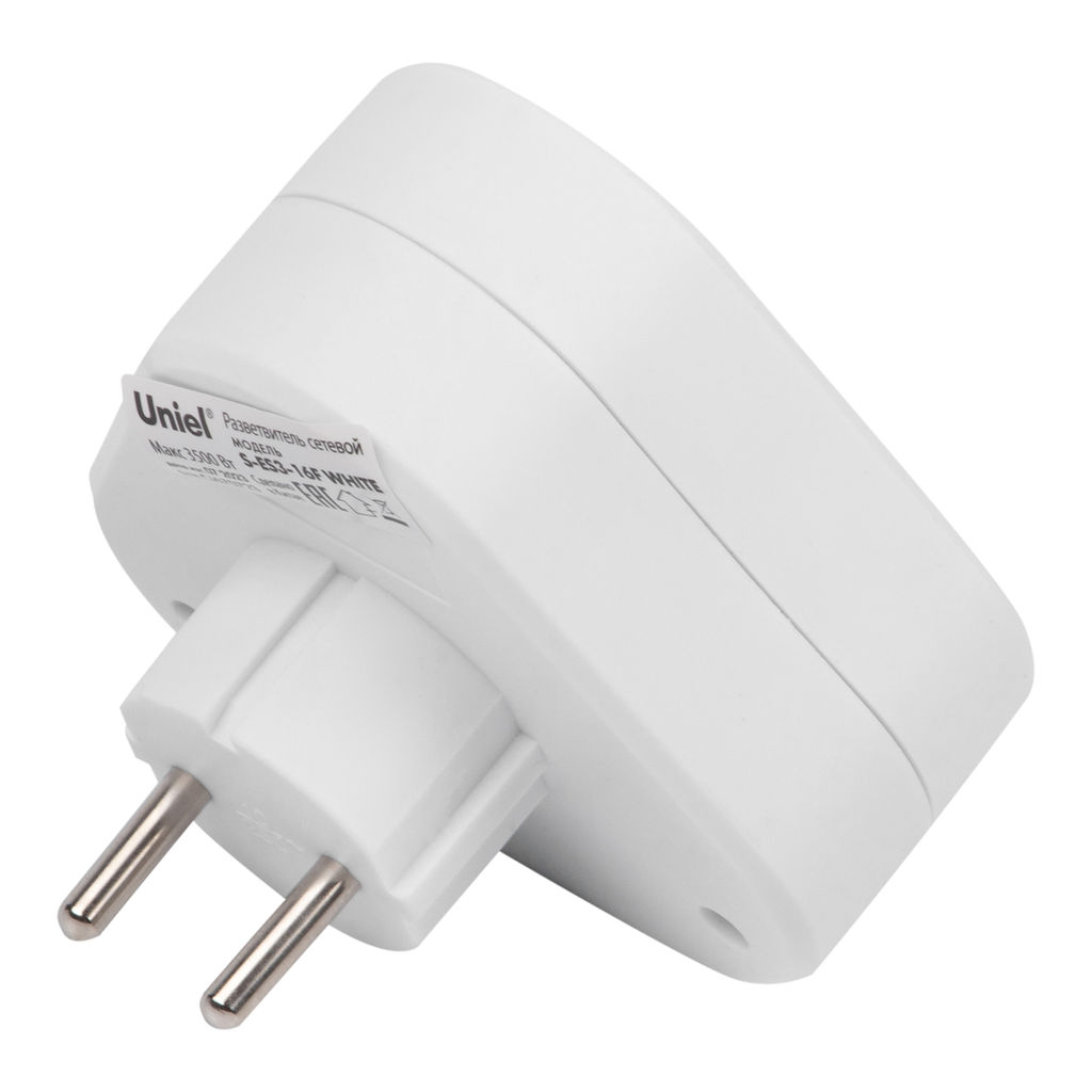 S-ES3-16F WHITE Разветвитель сетевой, б/з. 3 гнезда. 16А, 3500Вт. Белый. ТМ Uniel