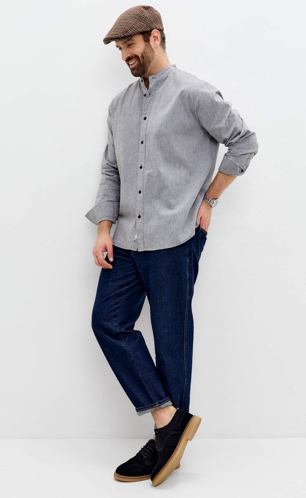 Рубашка д/р лен F511-0480 green-grey - Fine joyce фото 3