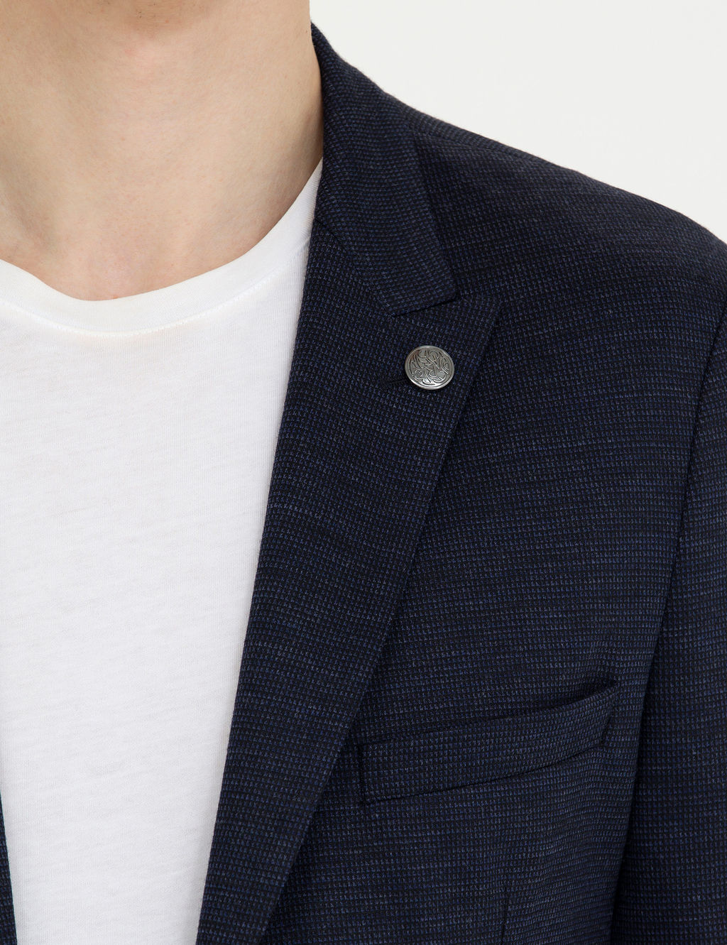 Lacivert Ex. Slim Fit Y_n Kar___ml_ Tak_m Elbise