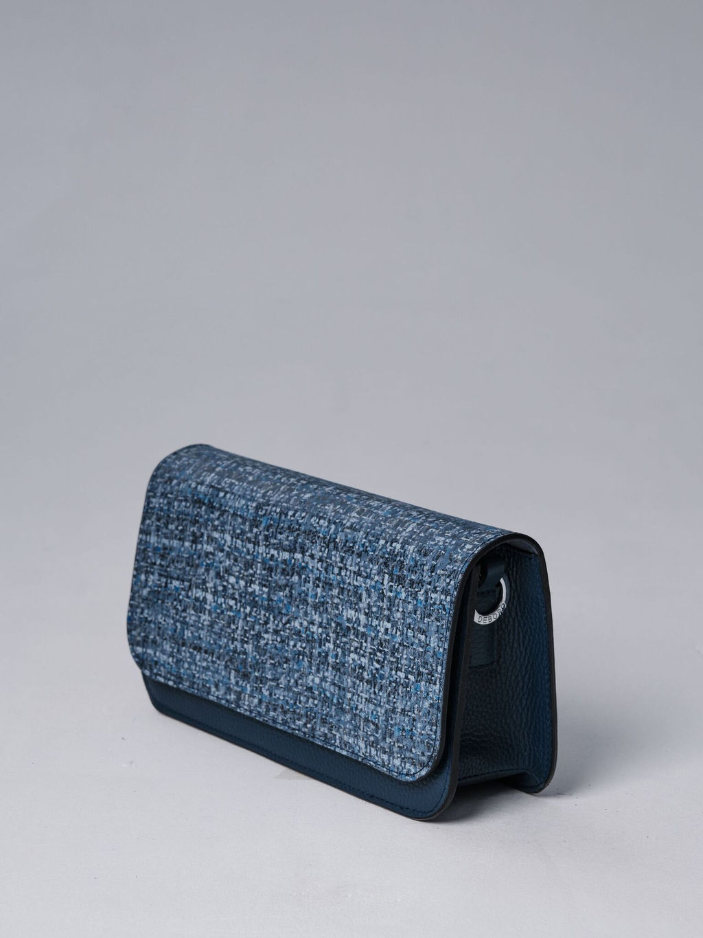 Сумка кожаная багет Deboro 30138 синяя волна