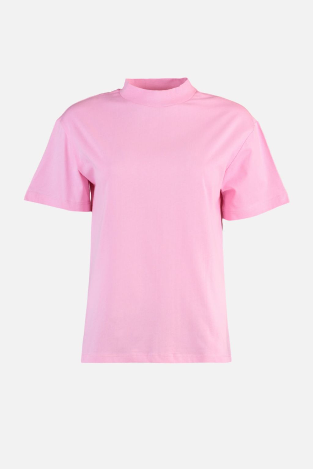 Pembe-Beyaz 2li Paket %100 Pamuk Basic Dik Yaka Orme T-Shirt TWOSS20TS1500