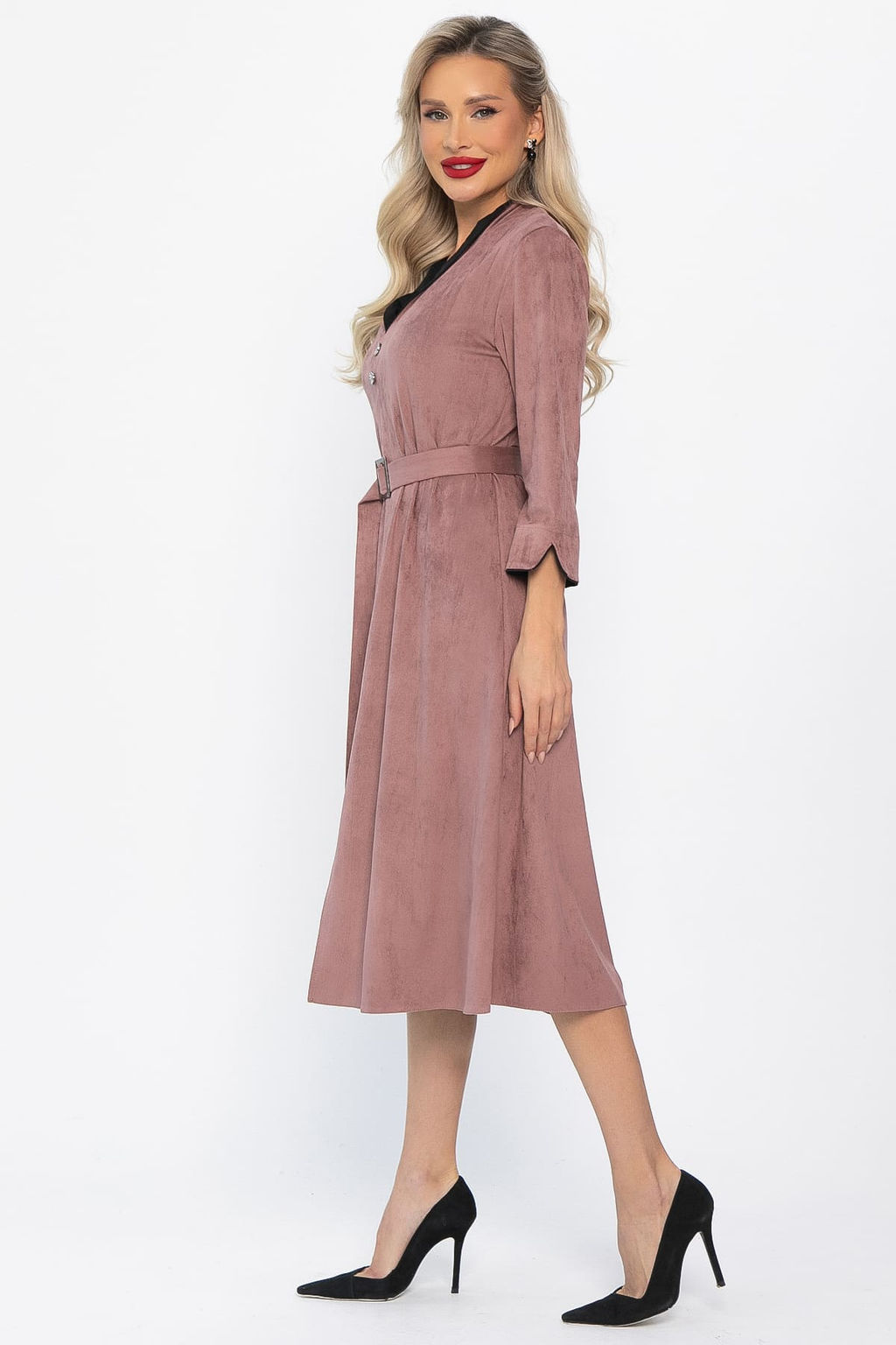 Платье замшевое Дарьяна НЬЮ (пыльная роза) П14651-18М