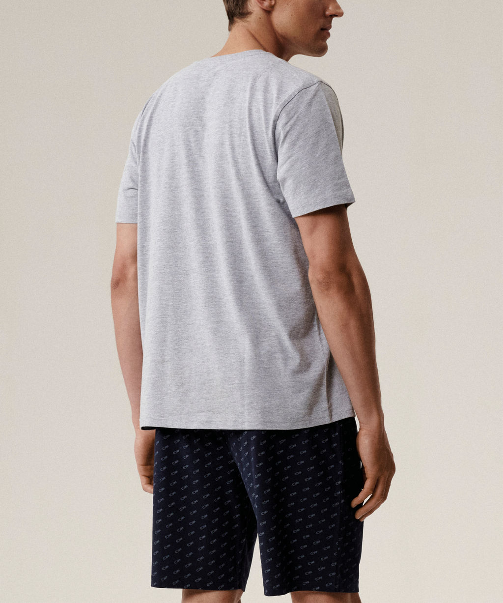 ATLANTIC NMP-395 Пижама мужская Off светло-серый меланж + темно-синий  фото 3