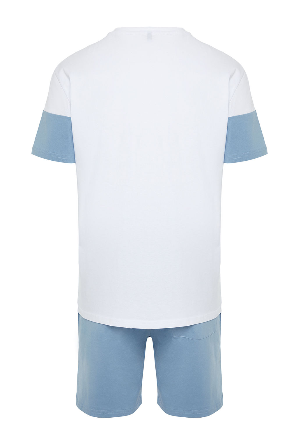 TRENDYOL MAN Mavi Regular Fit Slogan Bask?l? Orme Sortlu Pijama Tak?m? TMNSS24PT00002 - Trendyolmilla фото 9