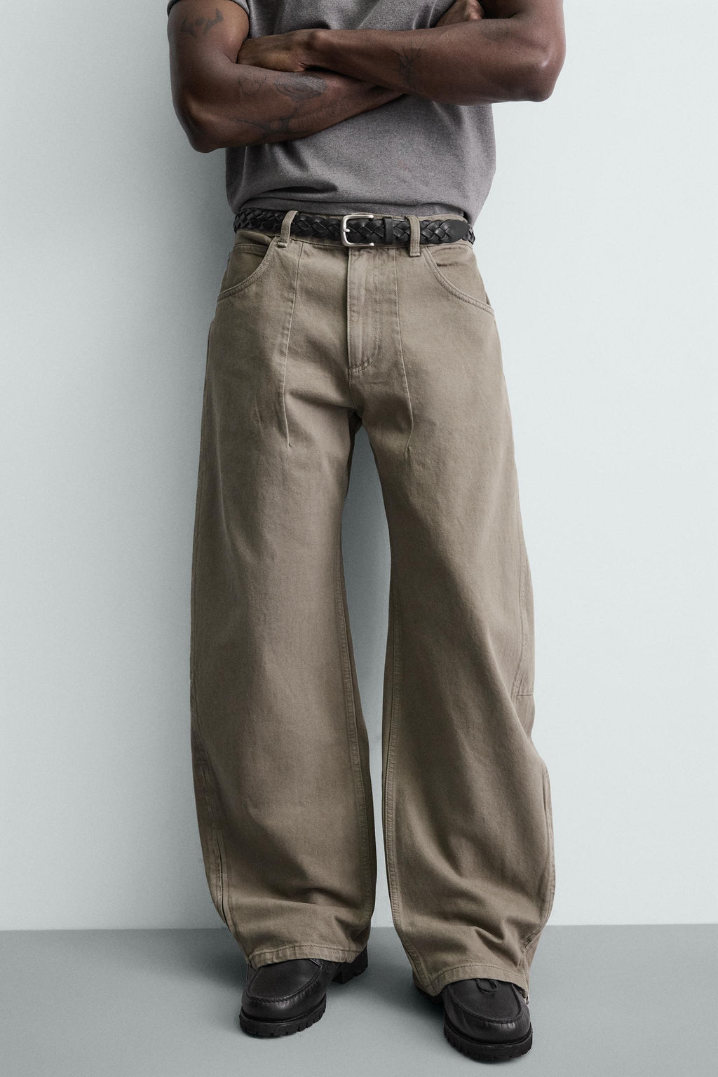JEANS BALLOON FIT CREMALLERA / Tostado - Zara фото 5