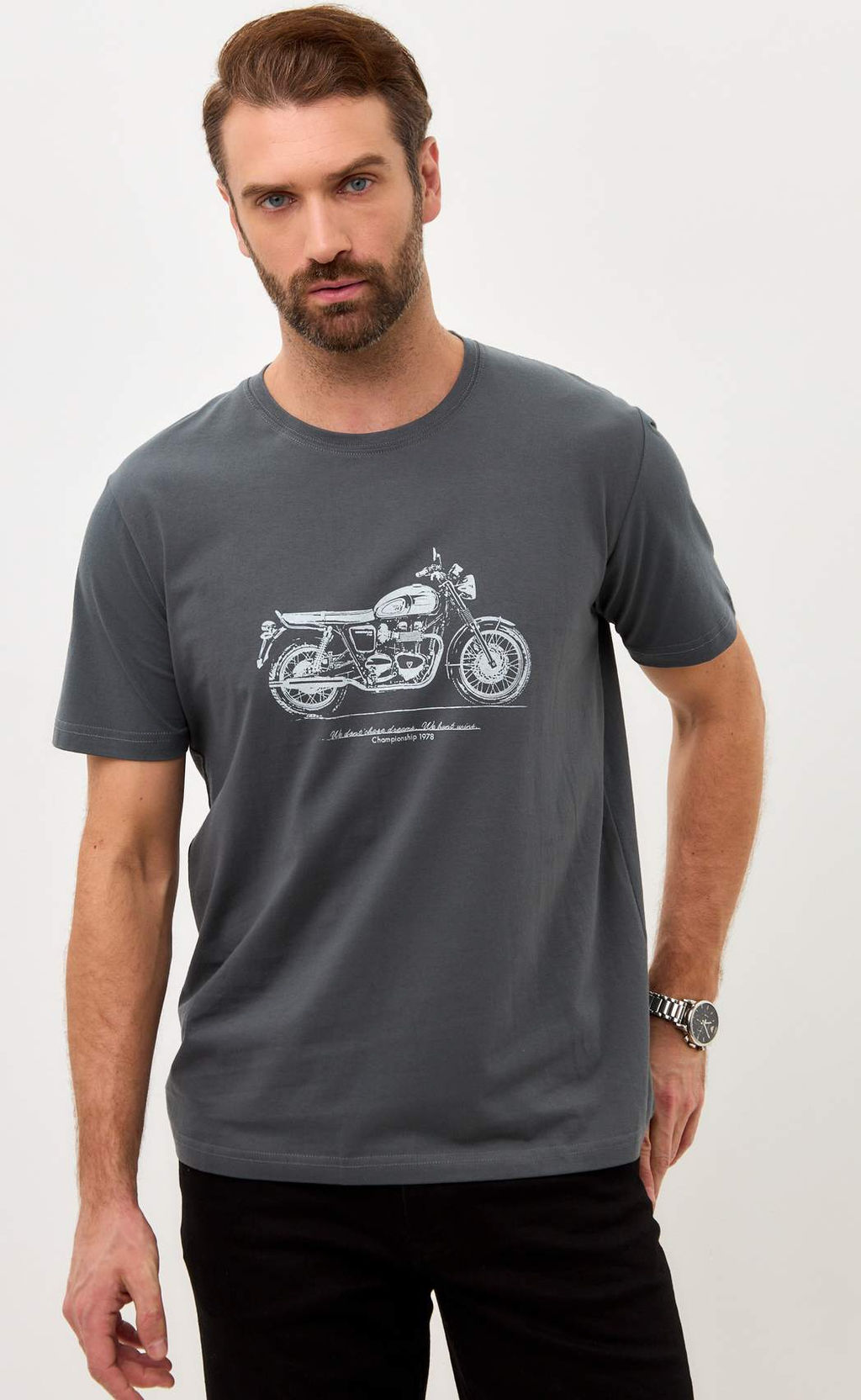 Футболка мужская с принтом F011-06-30 тёмно-серая - Fine joyce фото 6