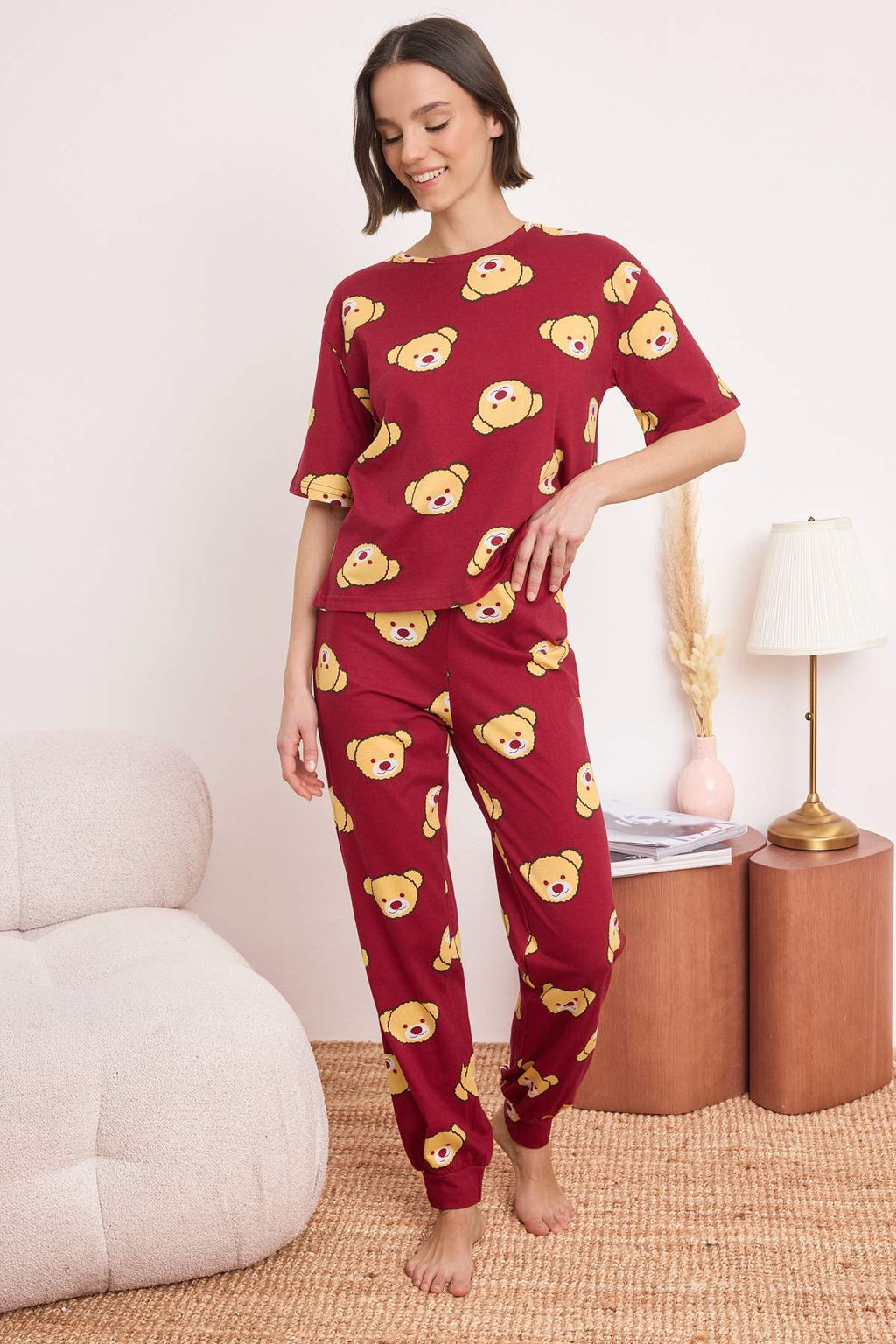 Trendyolmilla Kad?n Couple/Cift Siyah %100 Pamuklu Ay?c?kl? Orme Pijama Tak?m? THMSS21PT0195  фото 14