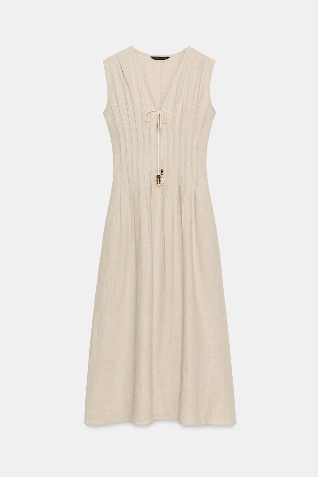 VESTIDO MIDI JARETAS CON LINO / Beige claro - Zara фото 6
