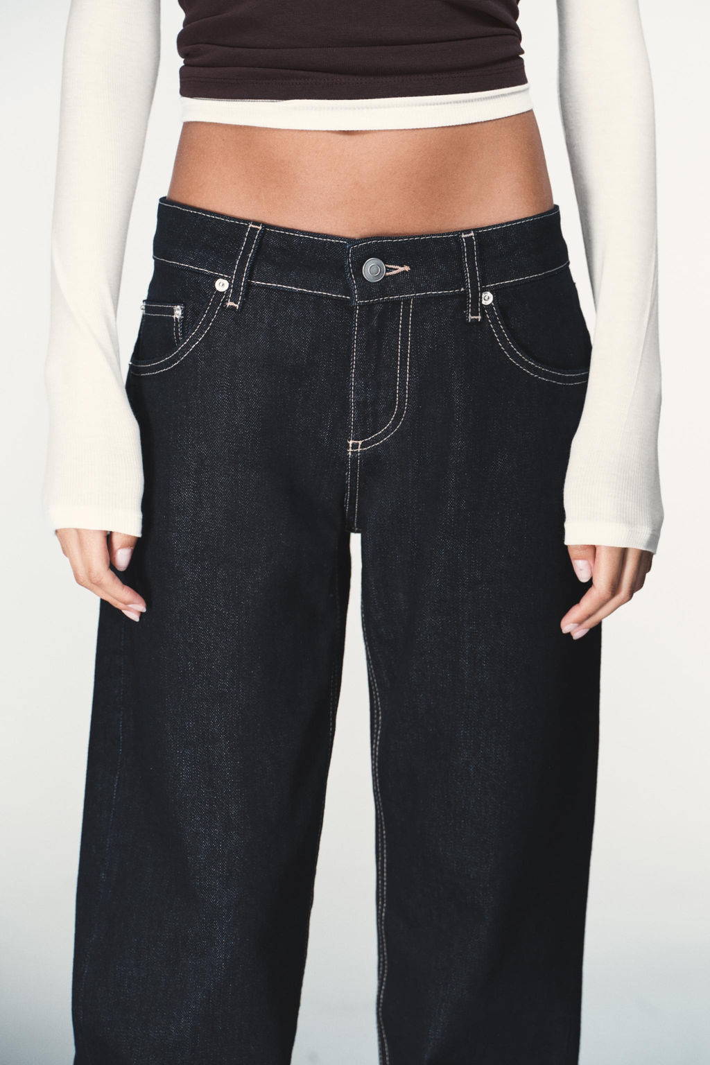 JEANS TRF WIDE LEG TIRO BAJO / Marino oscuro - Zara фото 2