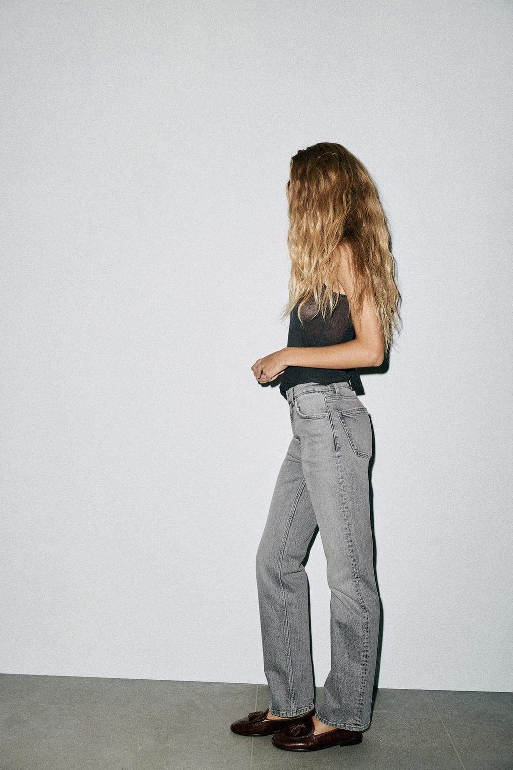 TRF HIGH-WAIST STRAIGHT LEG JEANS - Zara фото 4