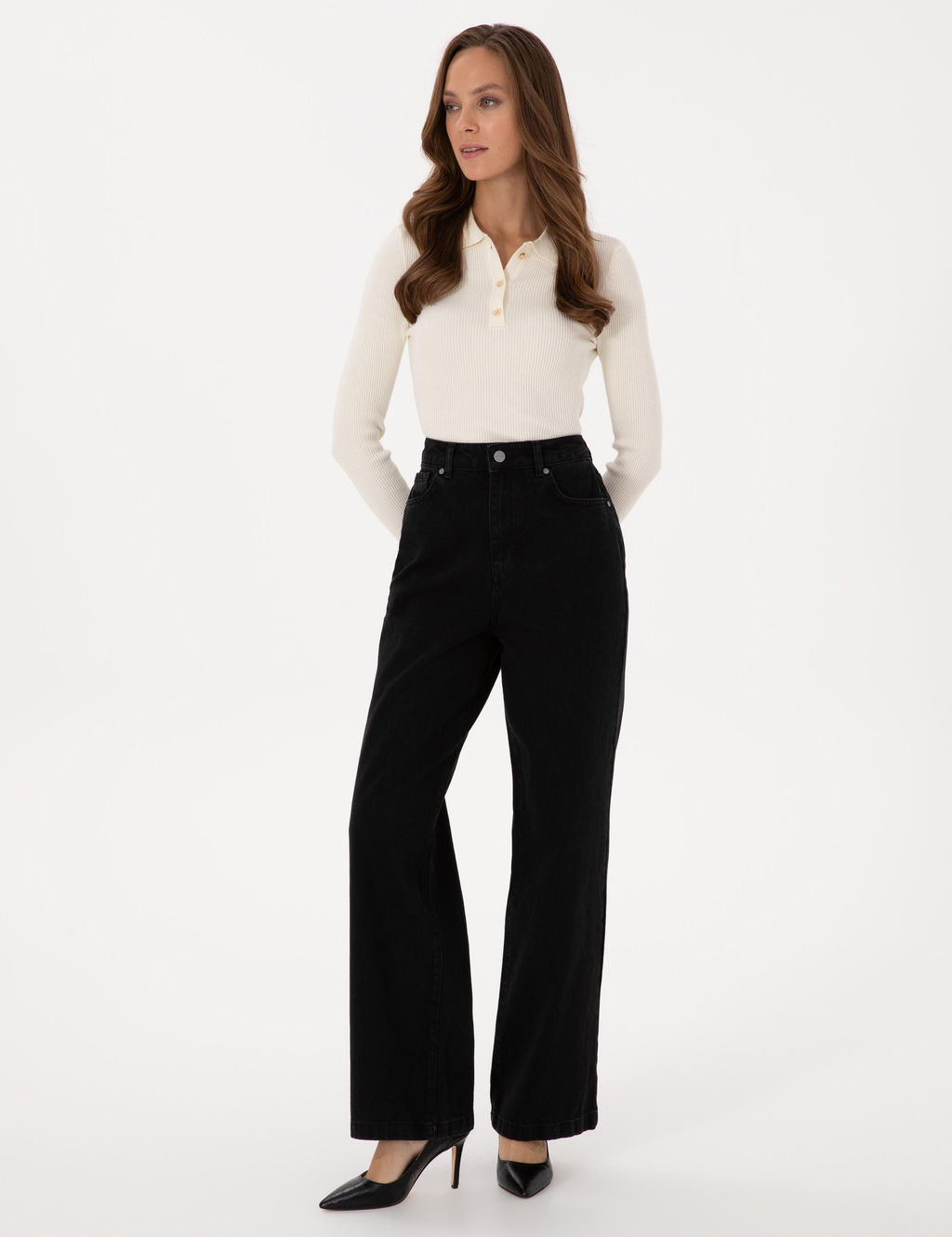 Siyah Loose Fit Jean Pantolon - Pierre cardin фото 3