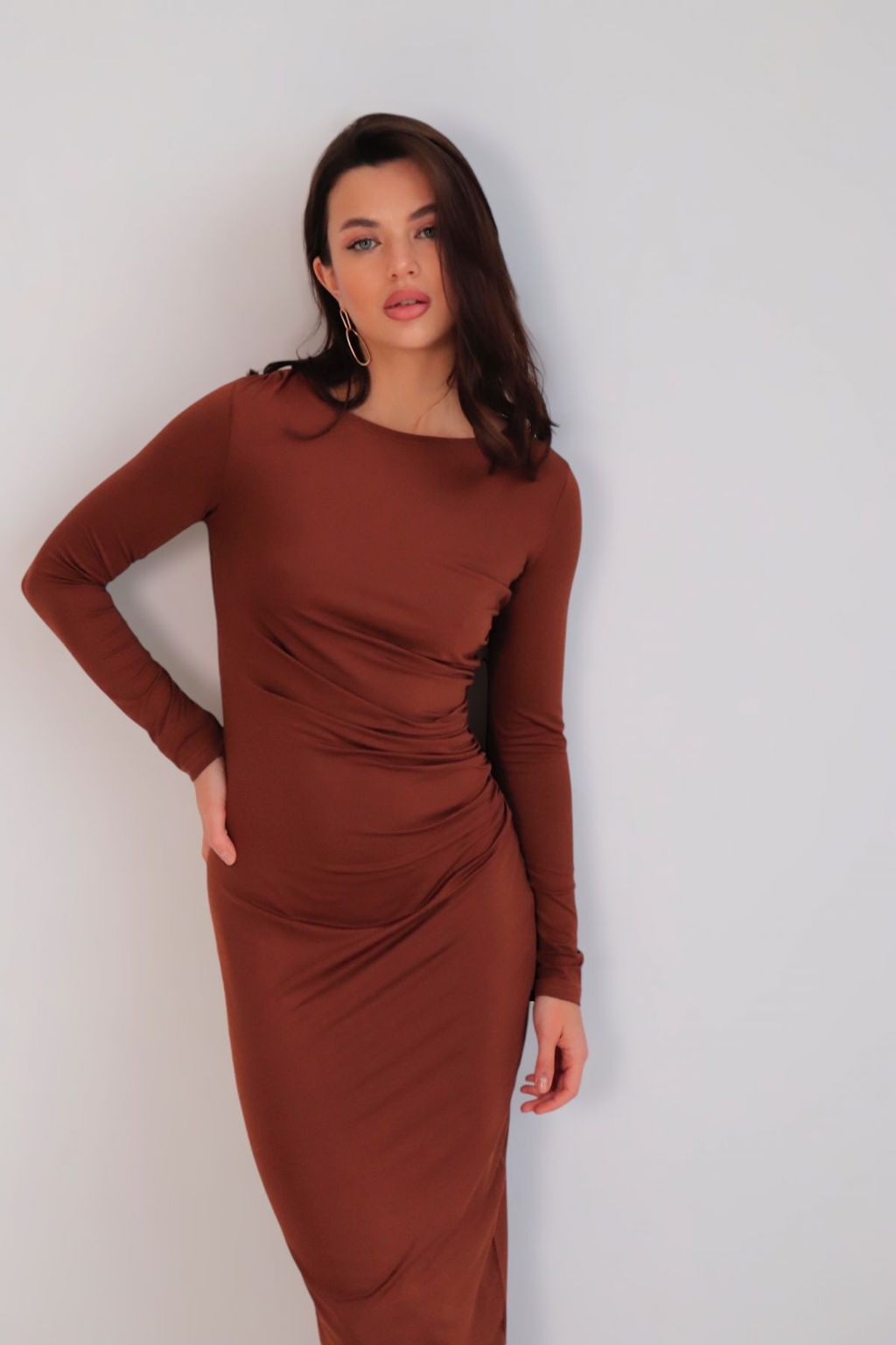 Martichelli Платье с драпировкой карамель фото 4