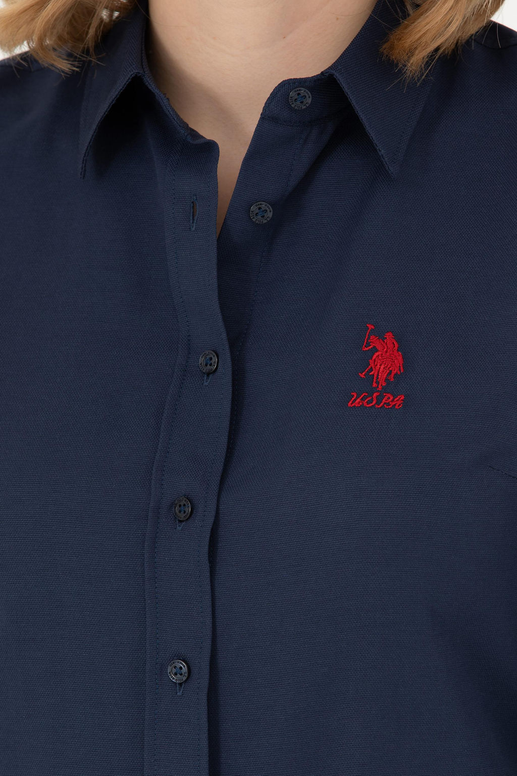 Женская базовая рубашка темно-синего цвета с длинным рукавом - U.s. polo assn фото 21