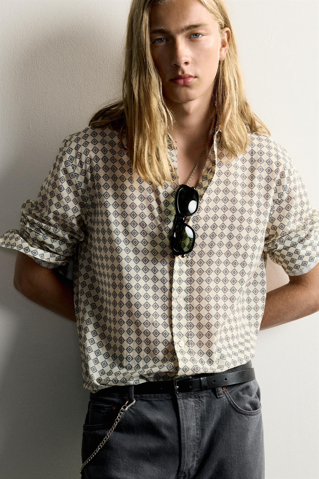 CAMISA RELAXED FIT ESTAMPADO GEOM?TRICO / Piedra - Zara фото 5