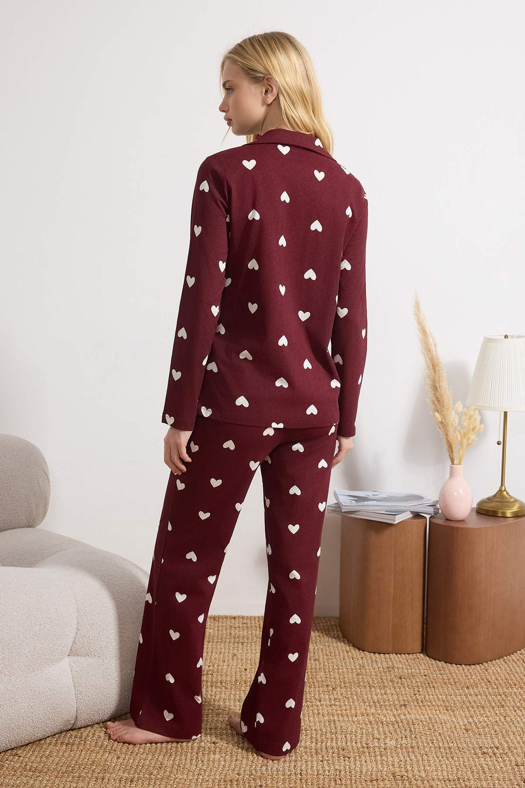 Trendyolmilla Lacivert %100 Pamuklu Kalpli Orme Pijama Tak?m? THMAW21PT0548 фото 49