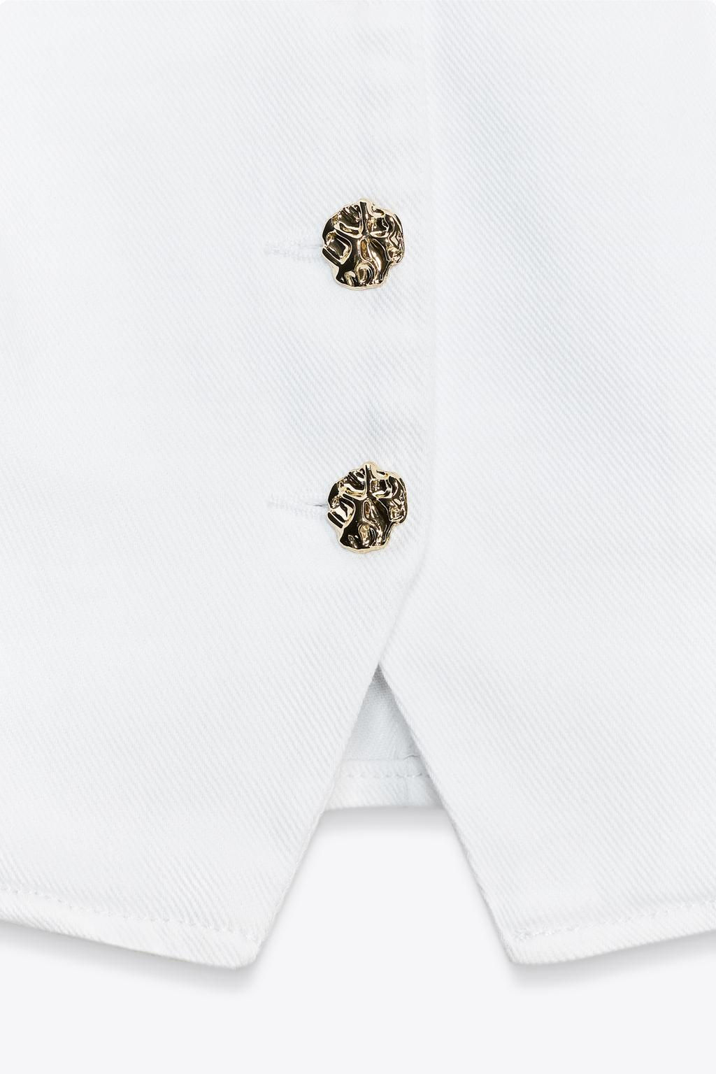 Z1975 DENIM WAISTCOAT WITH GOLD BUTTON - Zara фото 16