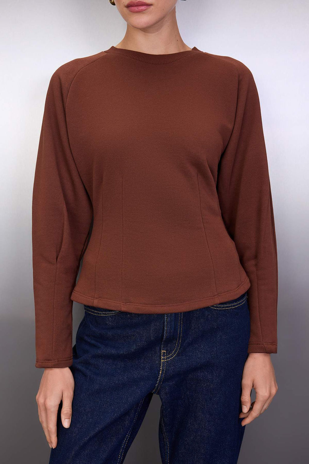 Ac?k Sar? Kal?n Sardonsuz Belden Oturmal? Bisiklet Yaka Orme Sweatshirt TWOAW26SW00068 - Trendyolmilla фото 7