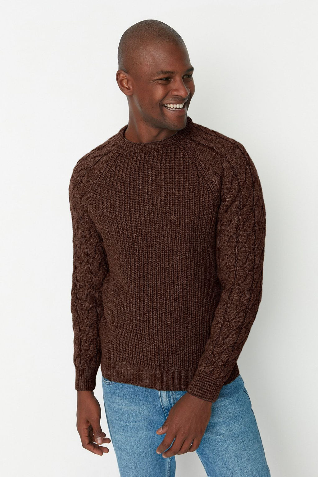 TRENDYOL MAN Ekru Casual Unisex Regular Fit Yunlu Bisiklet Yaka Sac Orgu Detayl? Triko Kazak TMNAW22KZ2059 - Trendyolmilla фото 64