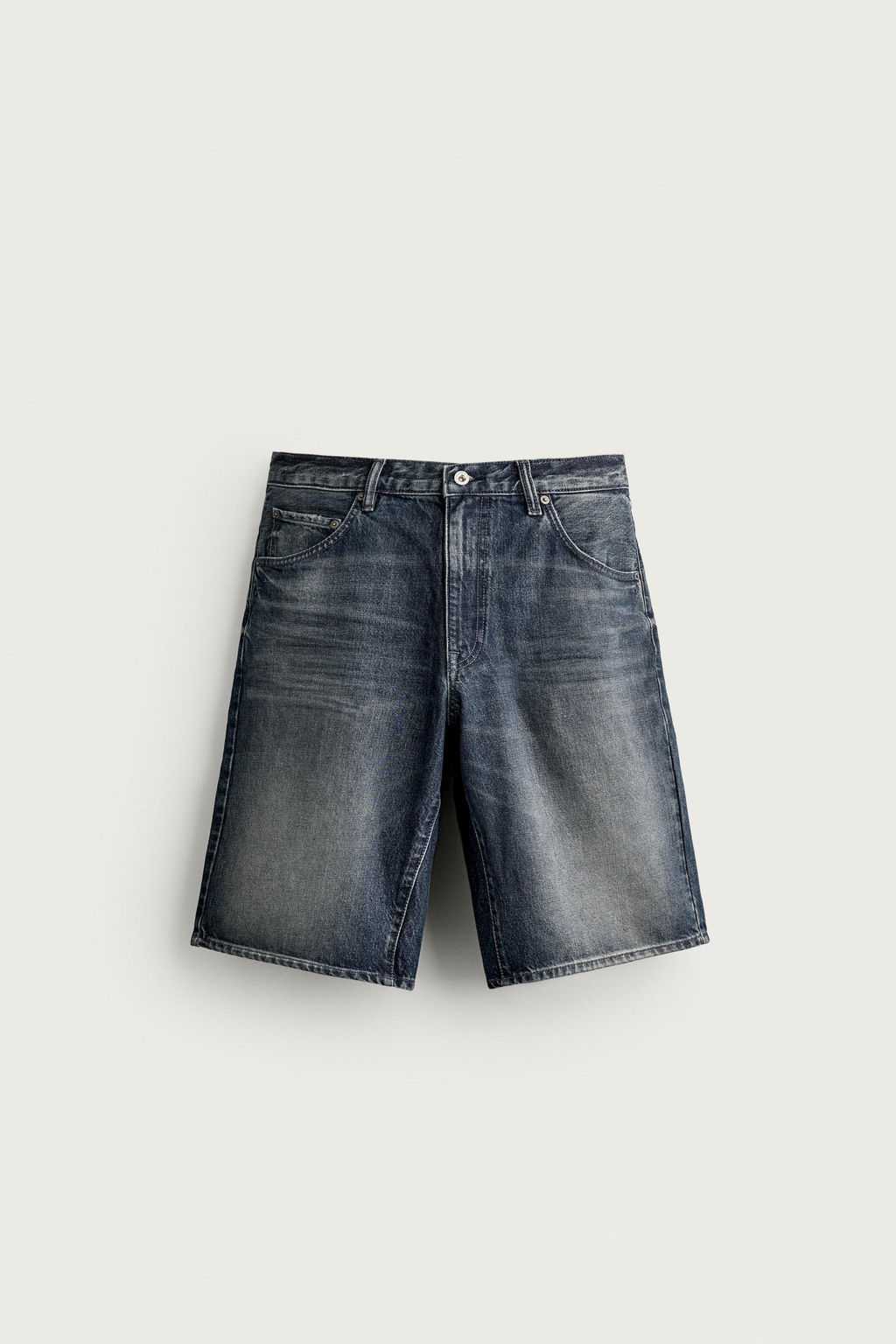 BERMUDA DENIM BAGGY FIT COMBINADO CUERO / Azul - Zara фото 7