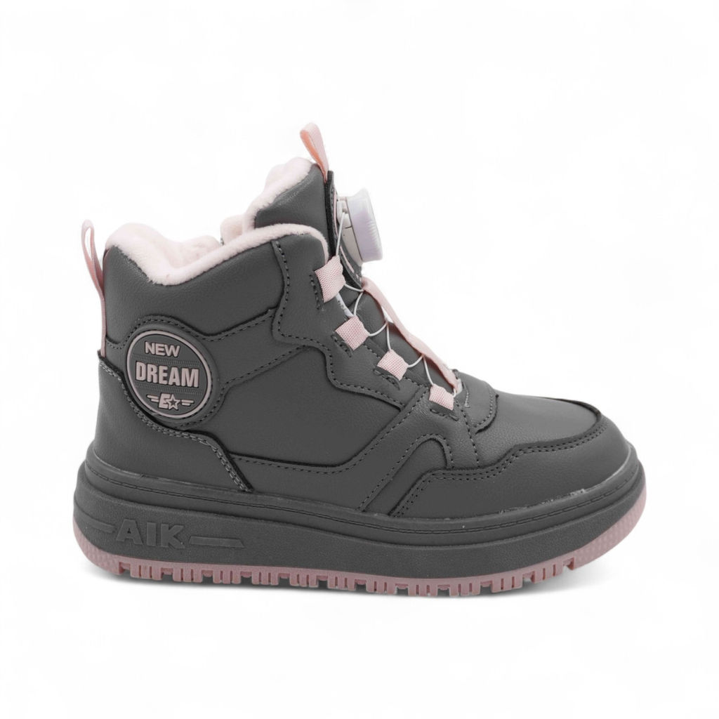 Зимние кроссовки на меху А7187-15 серо розовые - BONCY фото 2