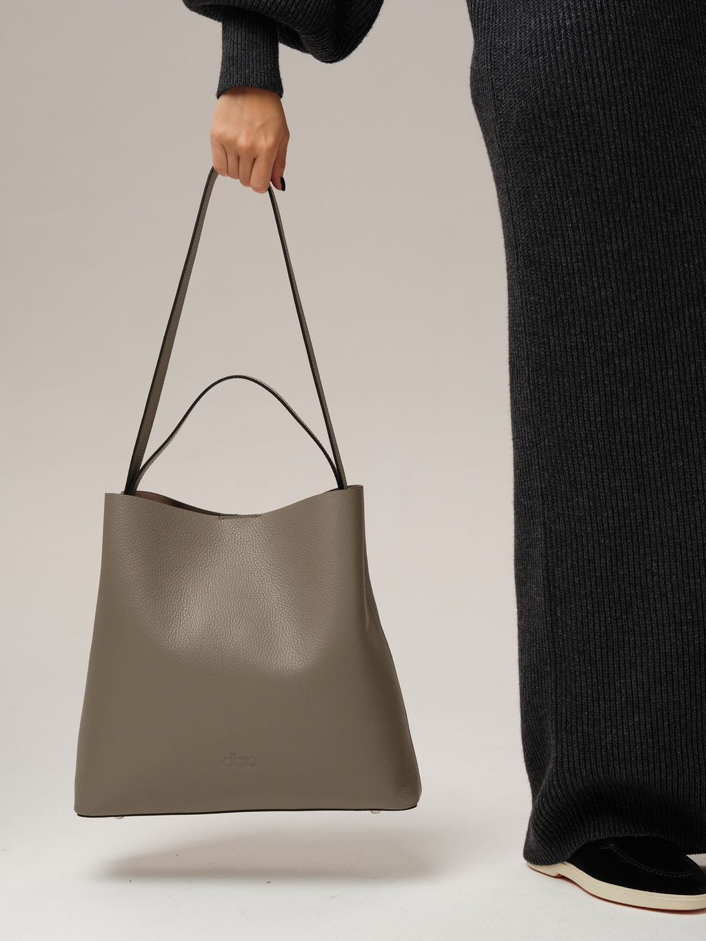 Кожаная сумка шоппер Olga DBR 30948 серо-коричневый фото 9