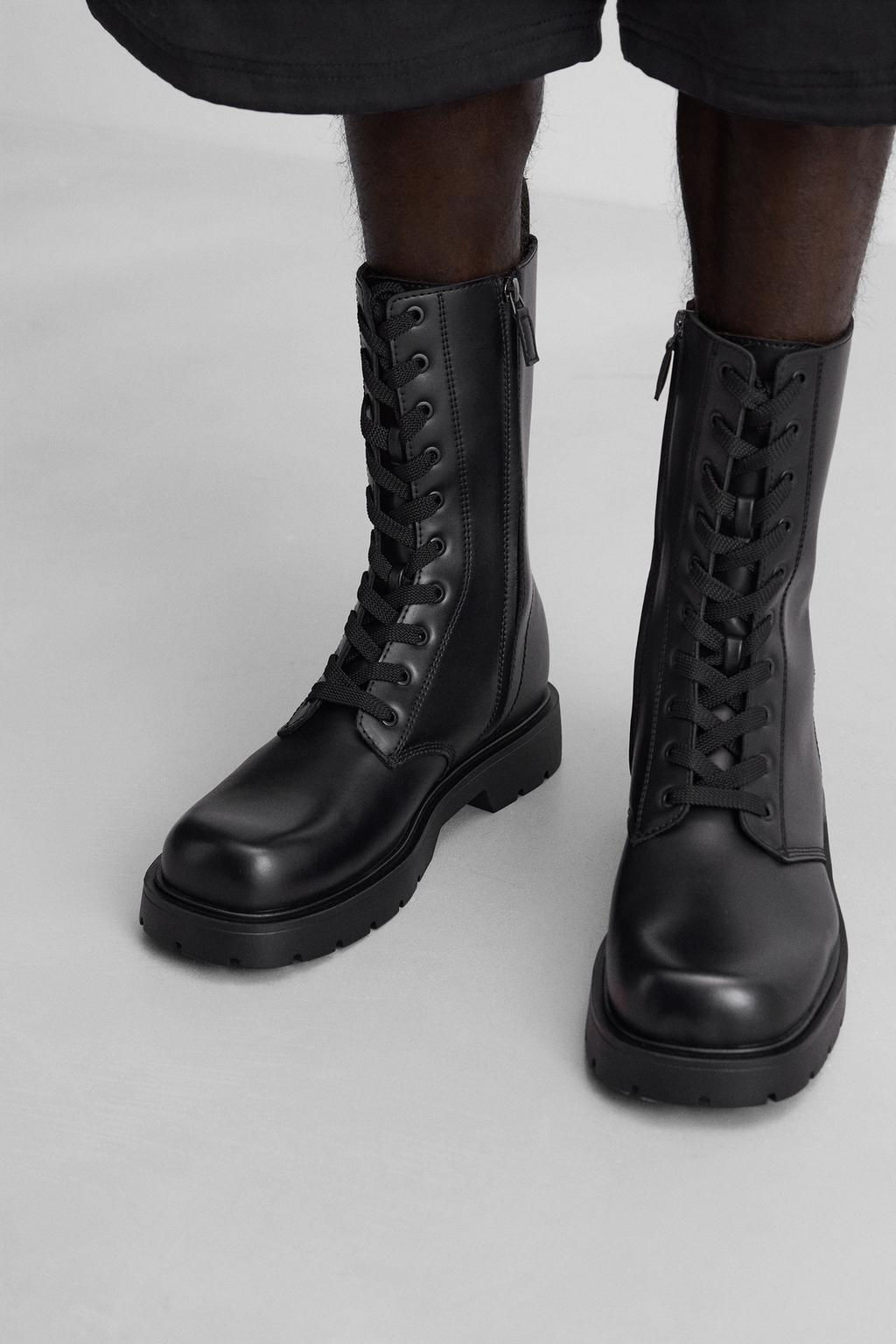 LACE-UP BOOTS WITH CHUNKY SOLE - Zara фото 4