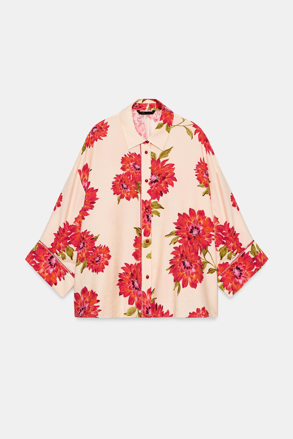 CAMISA ESTAMPADO FLORAL / Crudo / Rojo - Zara фото 9