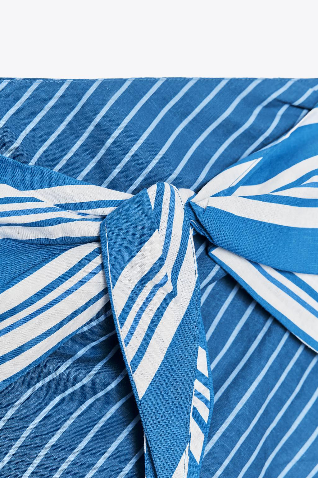 STRIPED LINEN BLEND BANDEAU TOP - Zara фото 3