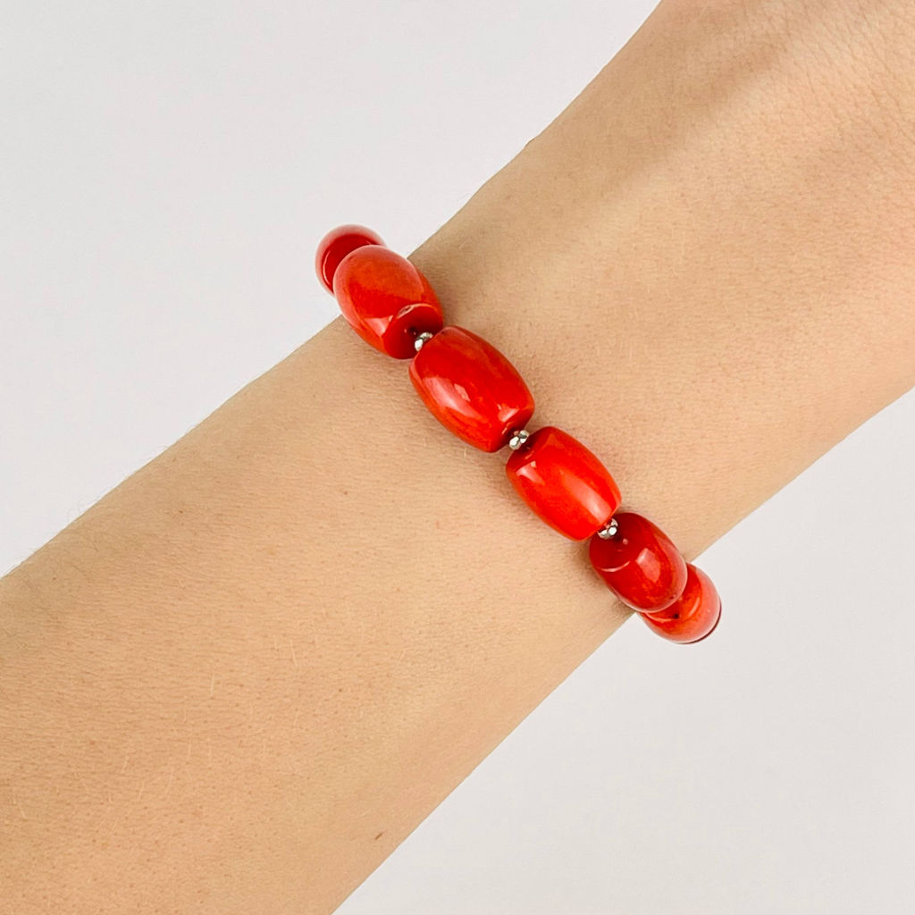 Браслет регулируемый на увеличение из Коралла - Радуга самоцветов фото 2