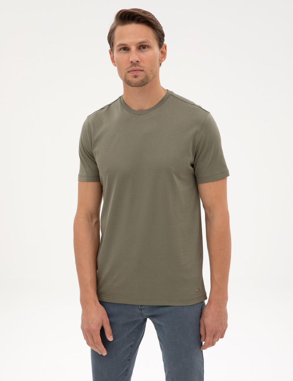Haki Slim Fit Basic Ti__rt - Pierre cardin фото 3