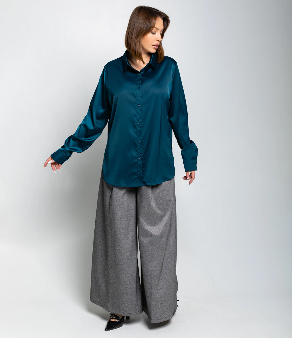 Рубашка #ОКТ085005, морская волна