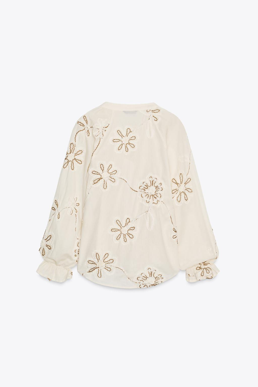 EMBROIDERED TEXTURED BLOUSE - Zara фото 6