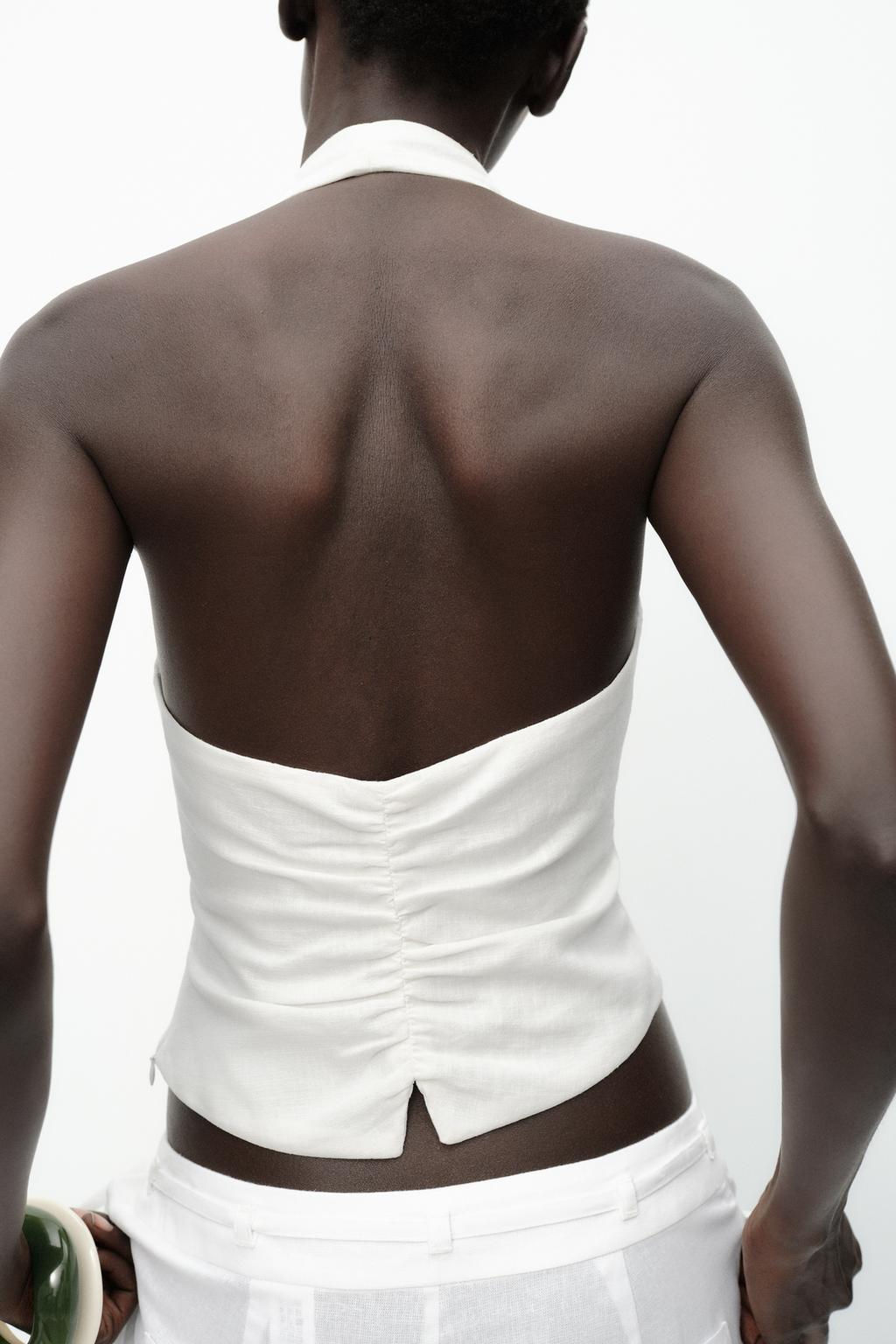 HALTER WAISTCOAT TOP LINEN BLEND - Zara фото 5